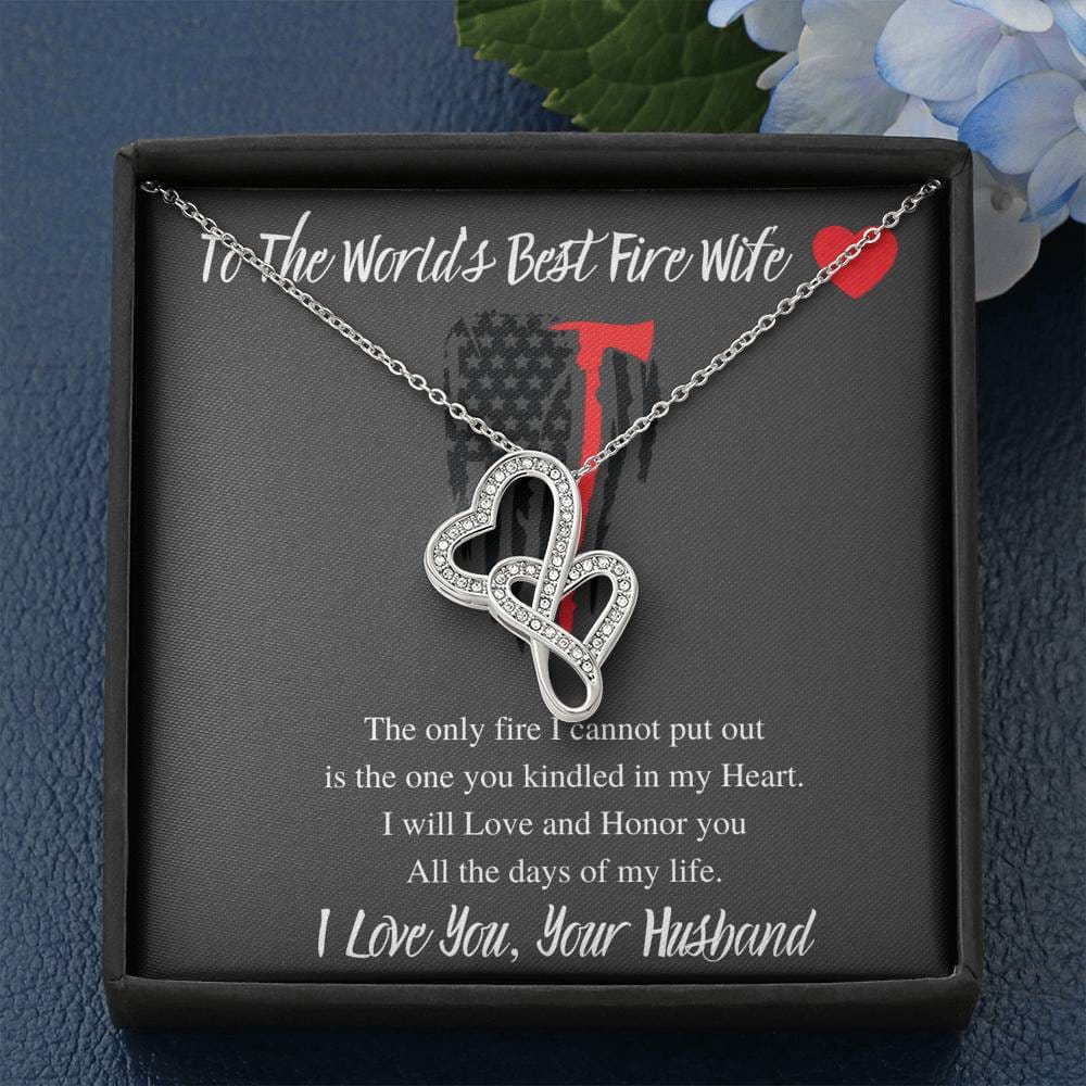 To The World's Best Fire Wife - Double Hearts Necklace