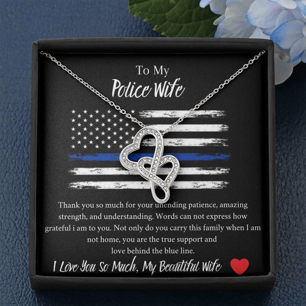 To My Police Wife - I Love You So Much My Beautiful Wife - Double Hearts Necklace
