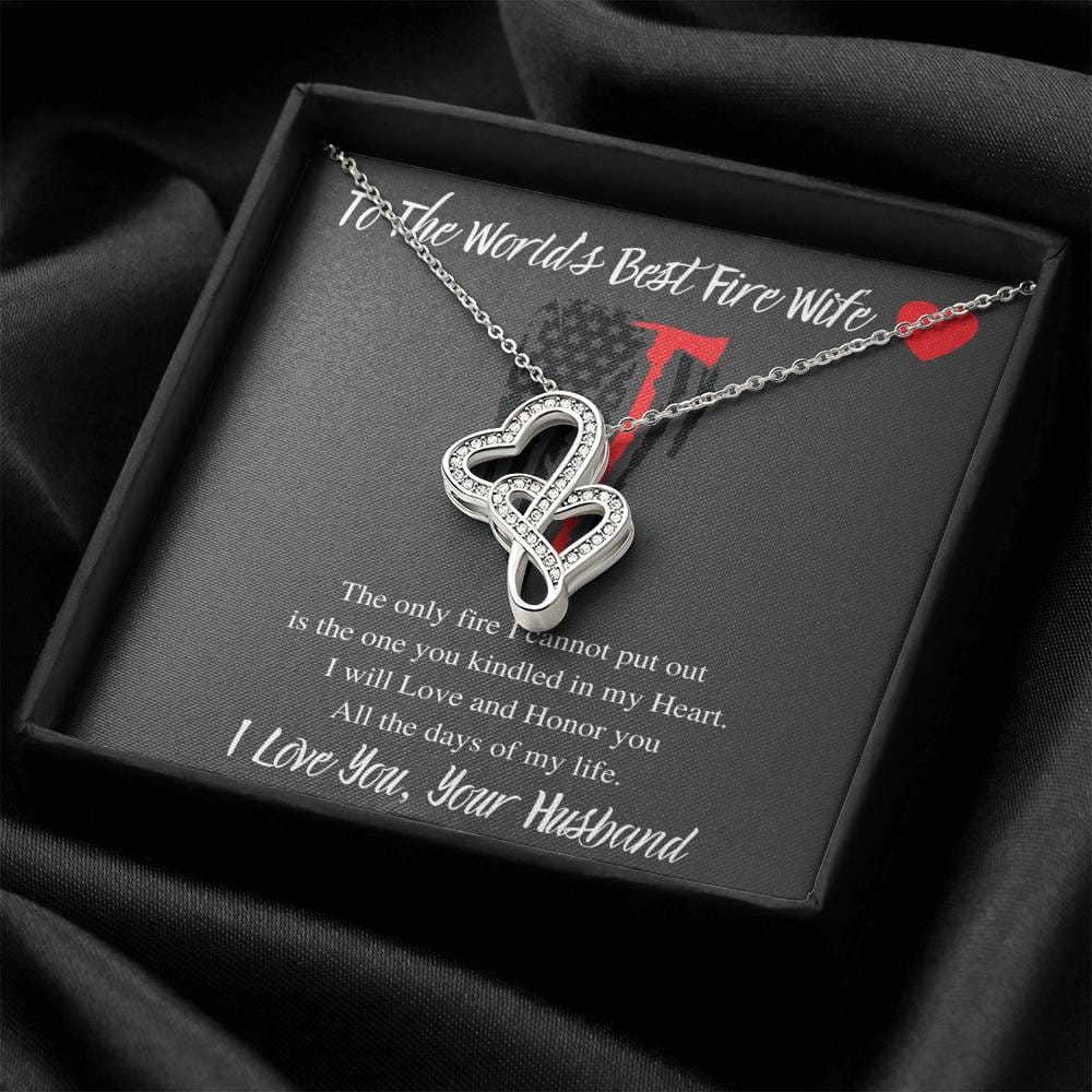 To The World's Best Fire Wife - Double Hearts Necklace