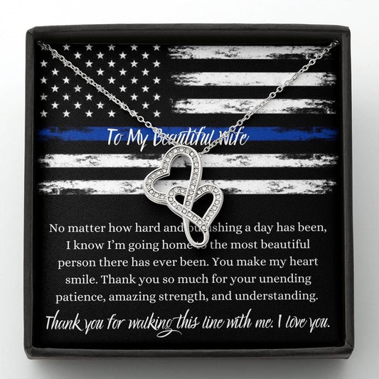 To My Beautiful Police Wife - Double Hearts Necklace