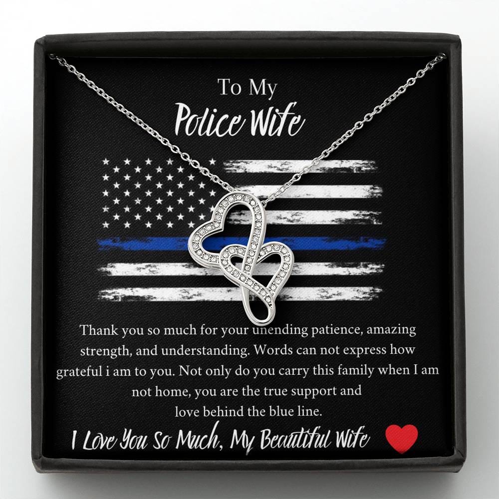 To My Police Wife - I Love You So Much My Beautiful Wife - Double Hearts Necklace