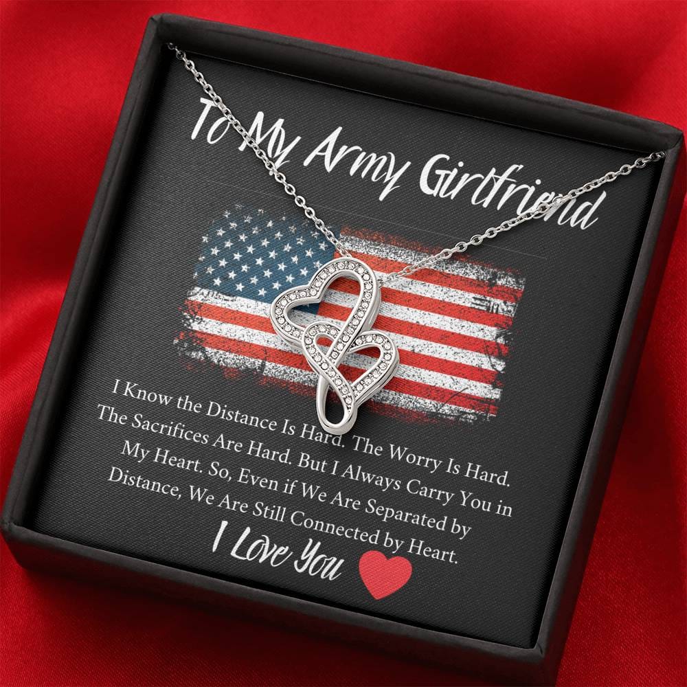 To My Army Girlfriend - I Know The Distance - Double Hearts Necklace