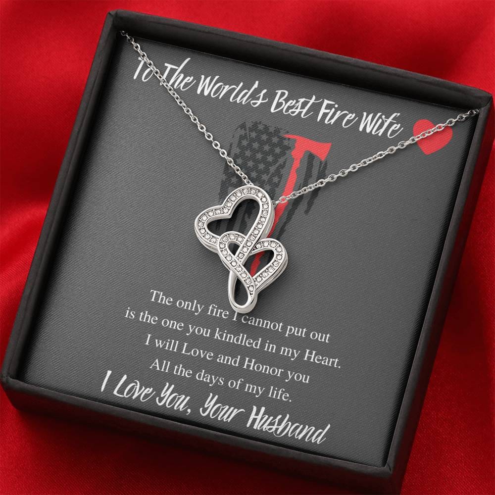 To The World's Best Fire Wife - Double Hearts Necklace