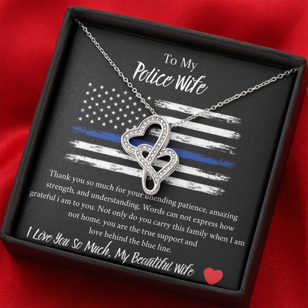 To My Police Wife - I Love You So Much My Beautiful Wife - Double Hearts Necklace