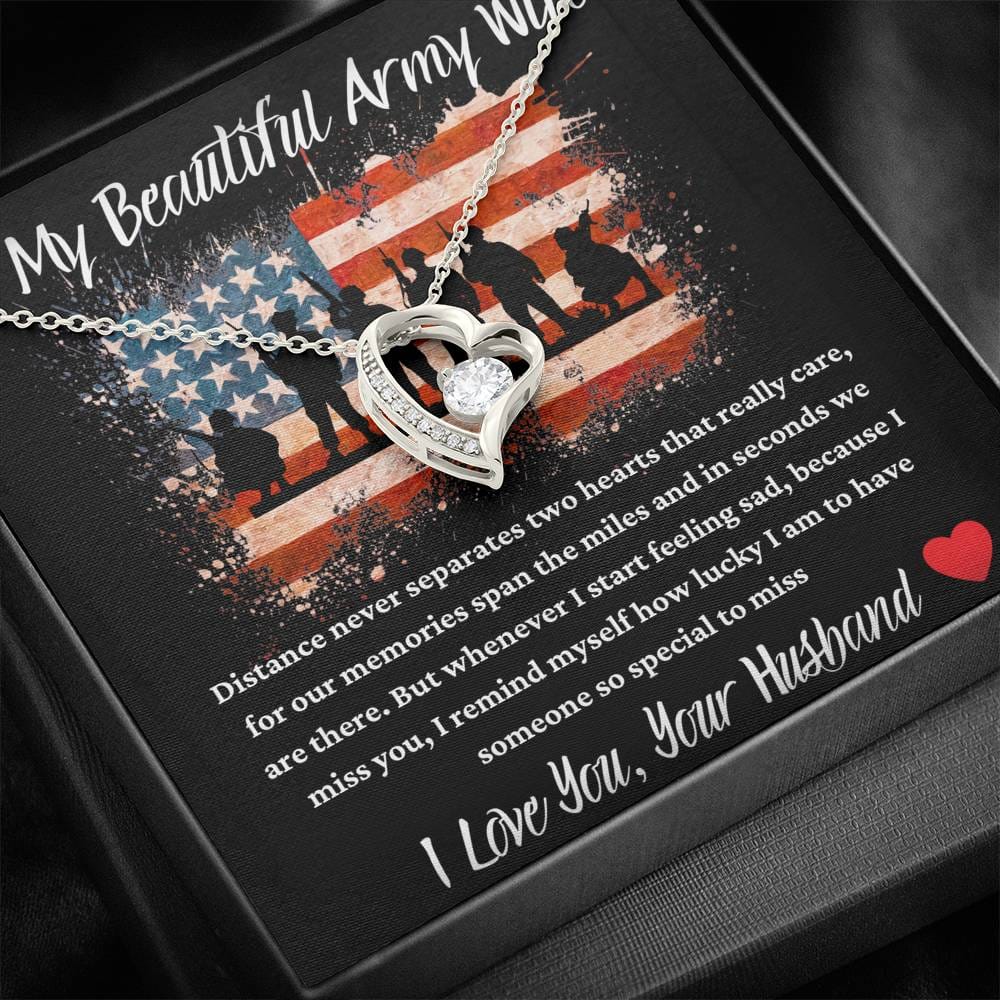 To My Beautiful Army Wife - Distance Never - Forever Love Necklace