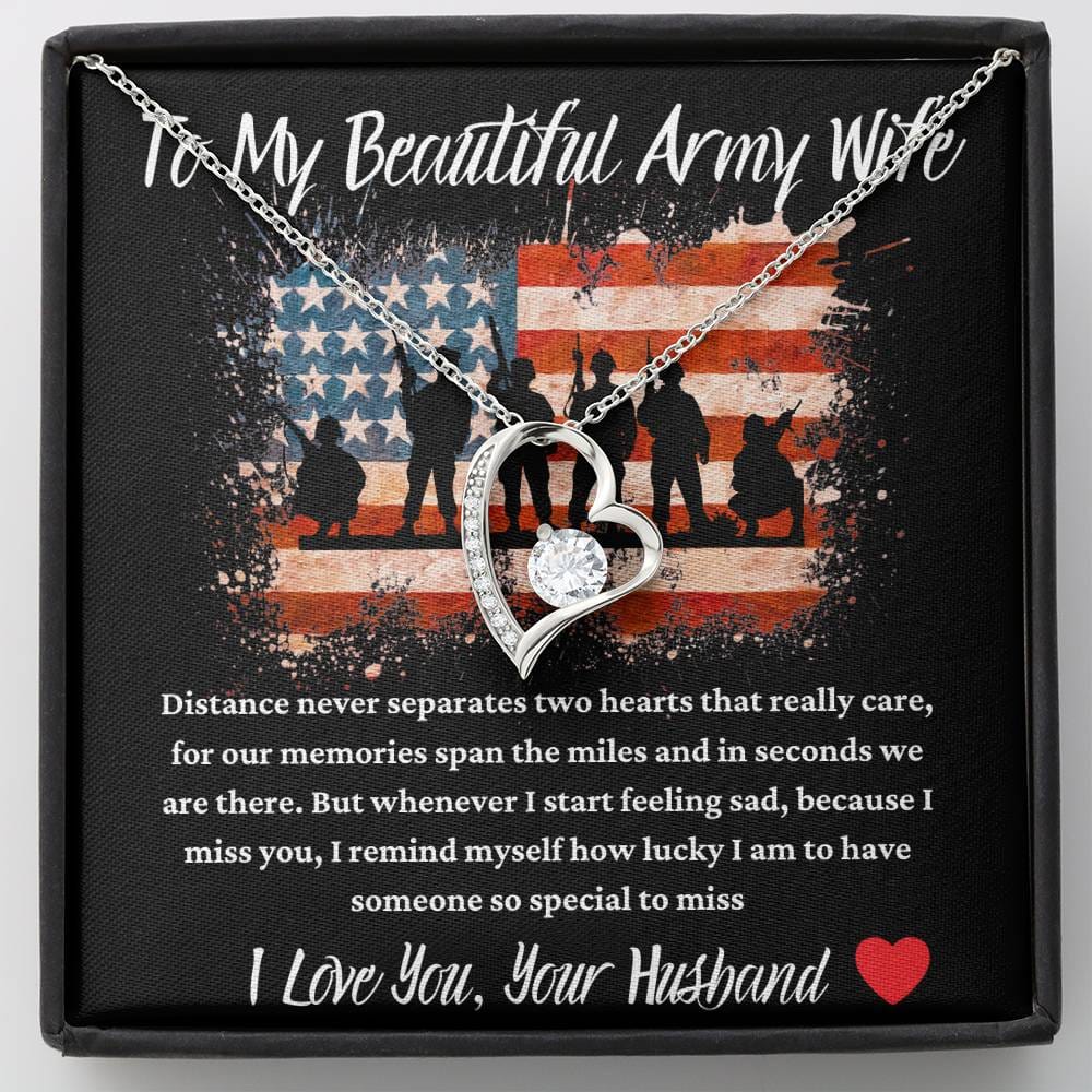 To My Beautiful Army Wife - Distance Never - Forever Love Necklace
