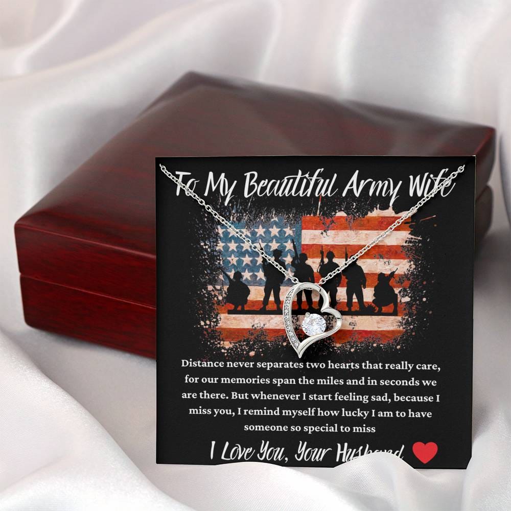 To My Beautiful Army Wife - Distance Never - Forever Love Necklace