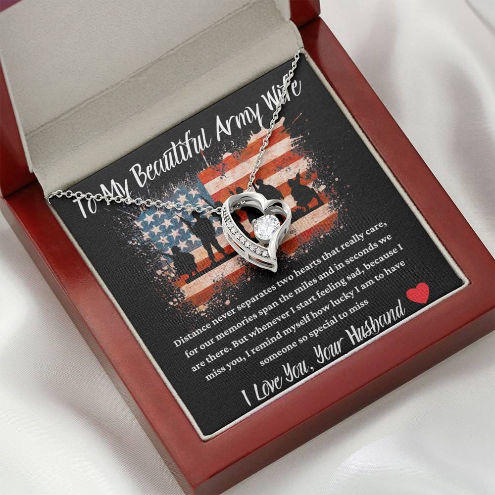 To My Beautiful Army Wife - Distance Never - Forever Love Necklace