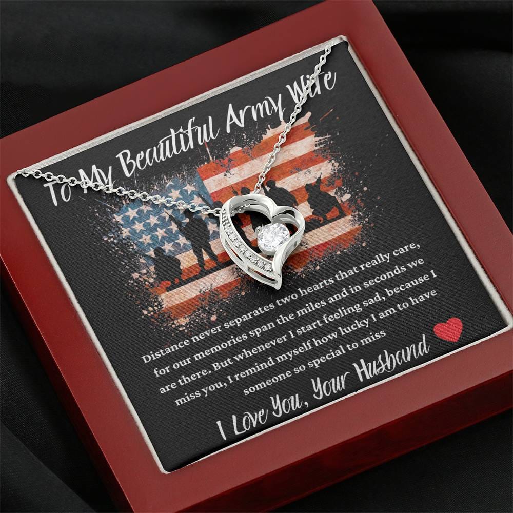 To My Beautiful Army Wife - Distance Never - Forever Love Necklace