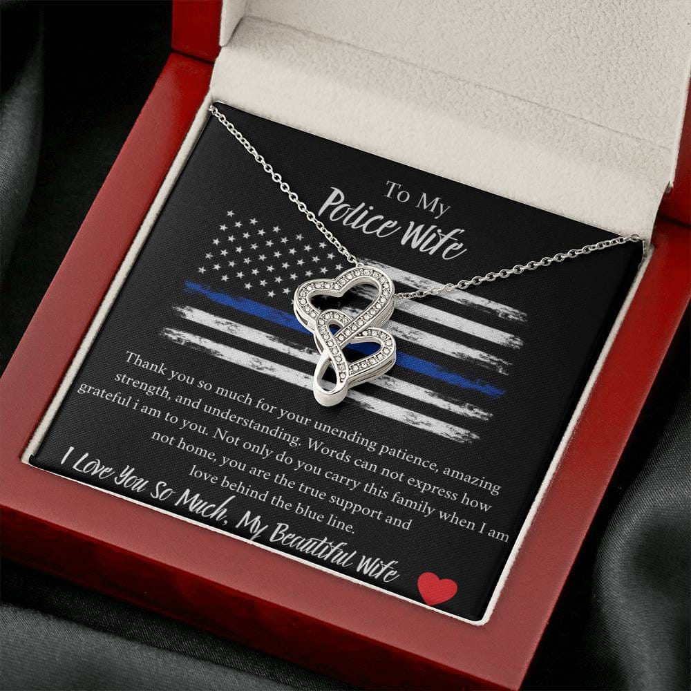 To My Police Wife - I Love You So Much My Beautiful Wife - Double Hearts Necklace
