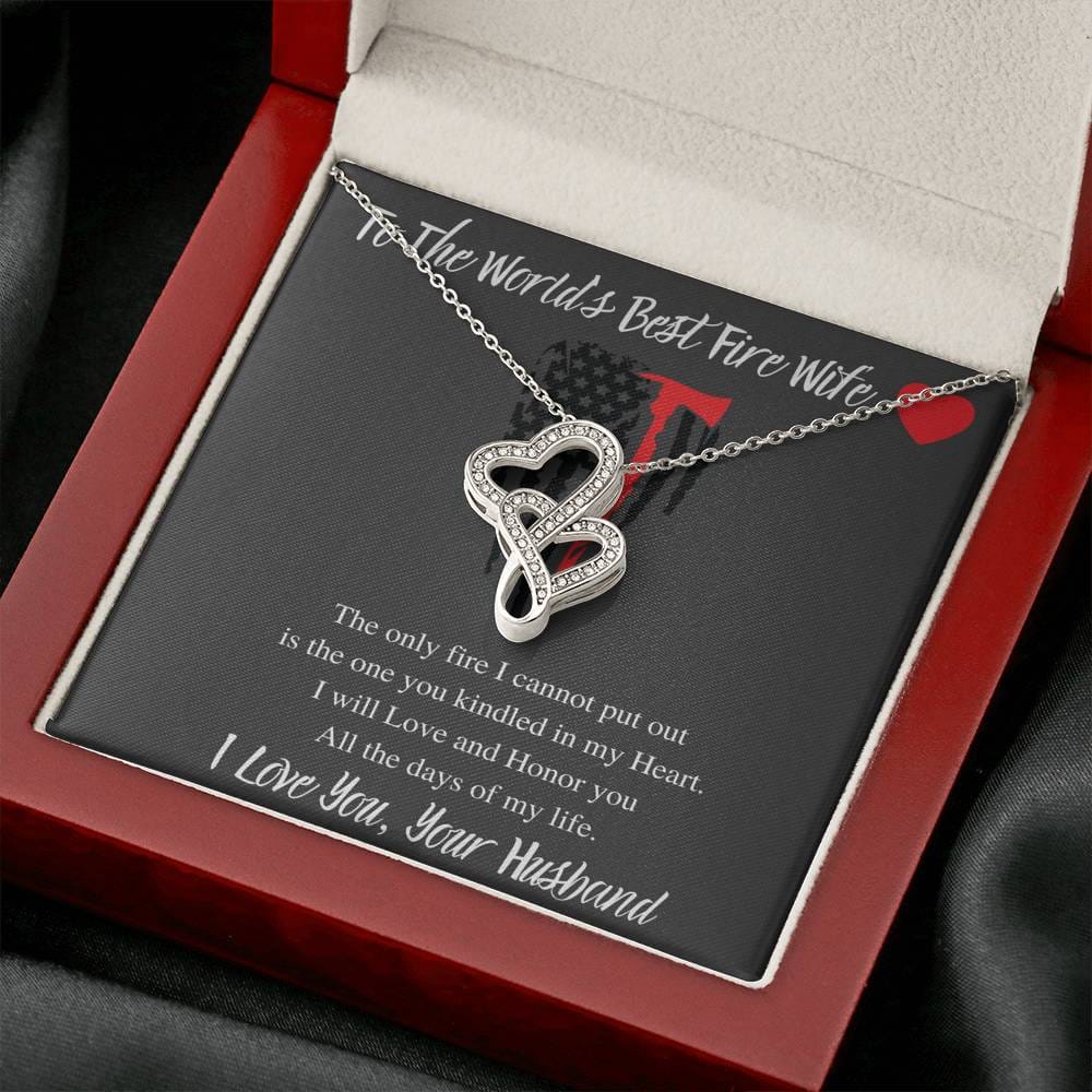 To The World's Best Fire Wife - Double Hearts Necklace