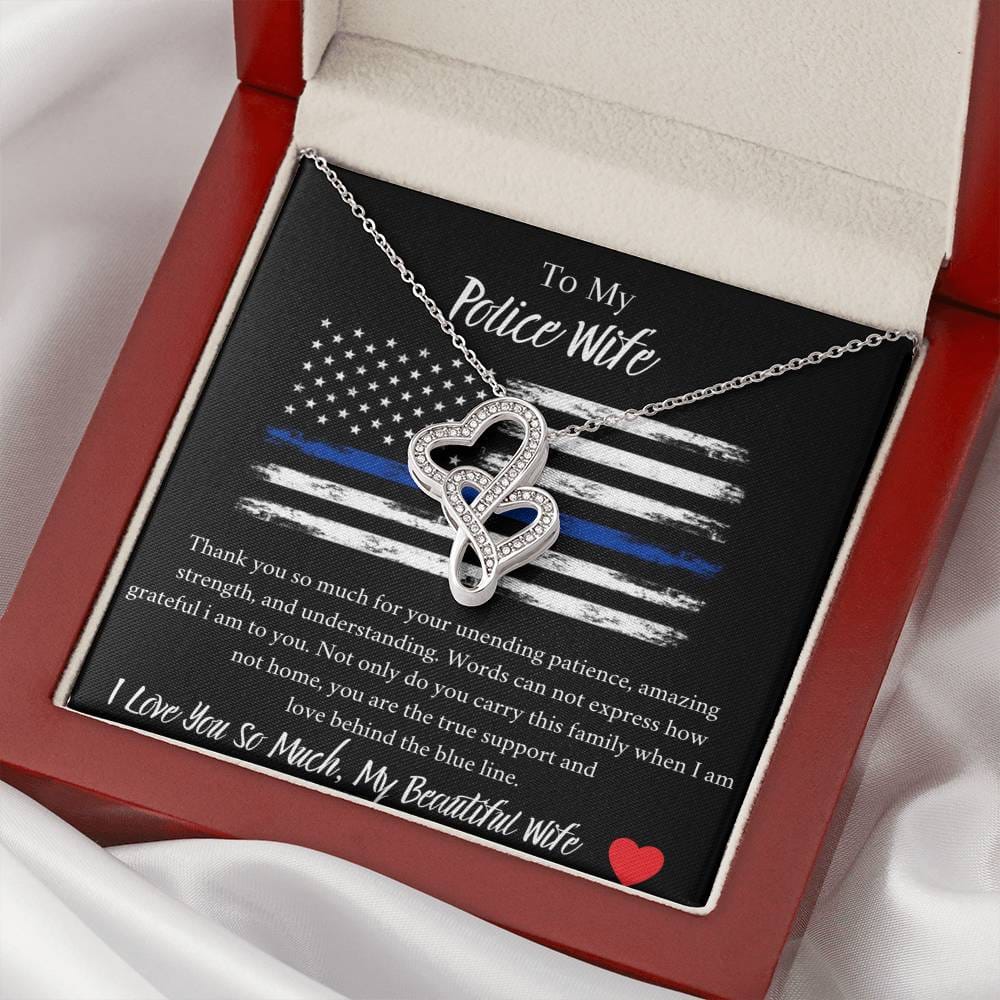 To My Police Wife - I Love You So Much My Beautiful Wife - Double Hearts Necklace