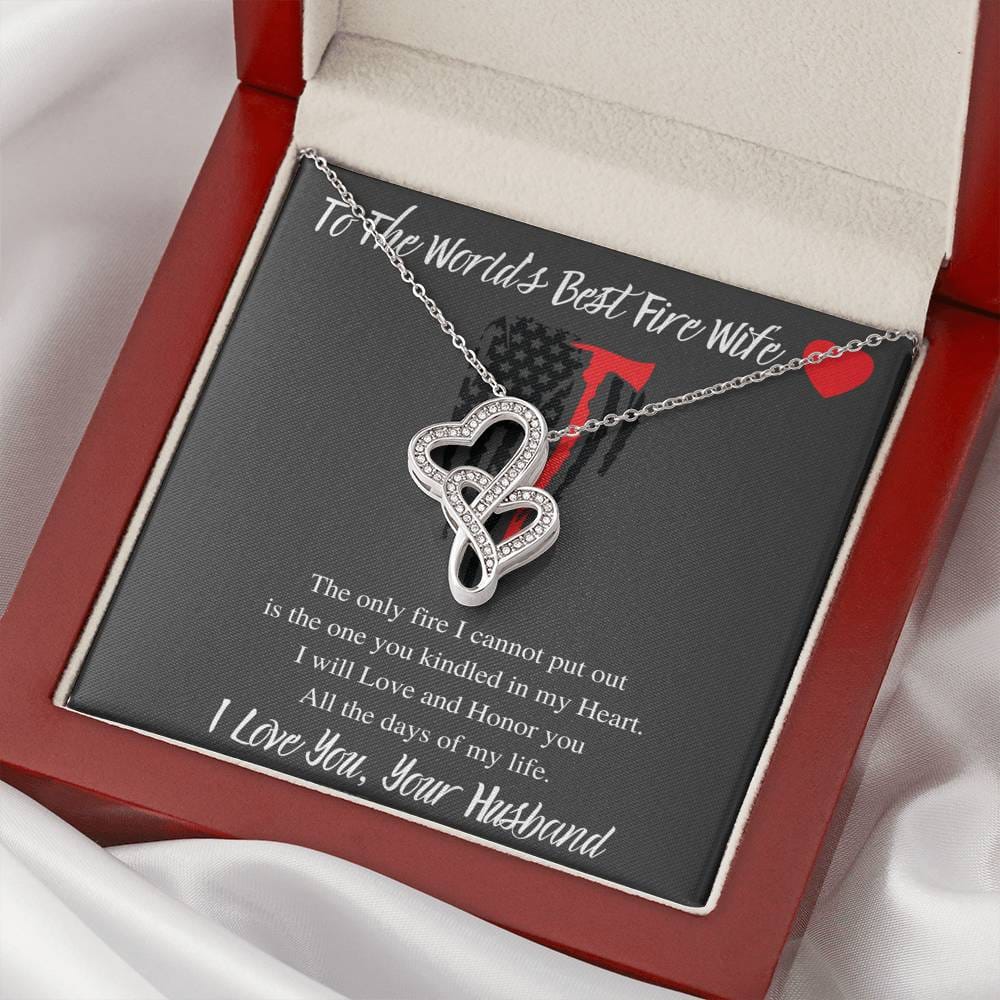 To The World's Best Fire Wife - Double Hearts Necklace