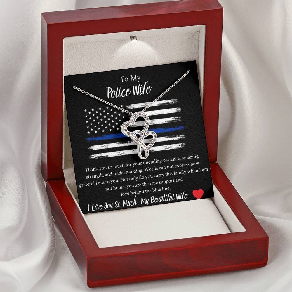 To My Police Wife - I Love You So Much My Beautiful Wife - Double Hearts Necklace