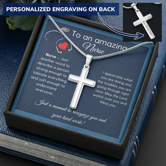 To An Amazing Nurse - Personalized Cross Necklace
