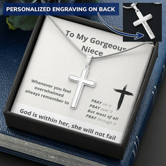 To My Gorgeous Niece - Whenever You Feel - Personalized Cross Necklace