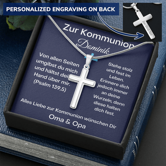 Zur Kommunion - Personalized Cross Necklace