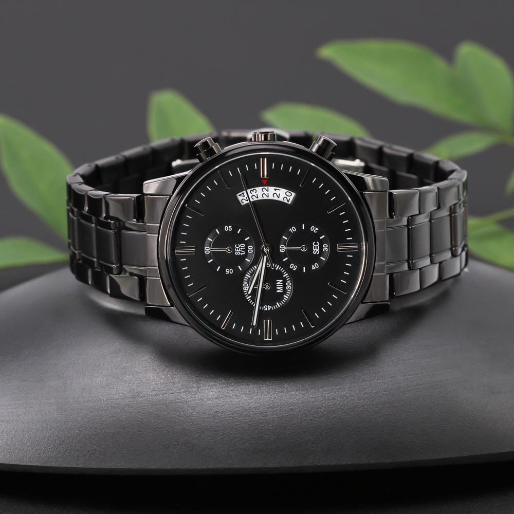 Husband - Daddy - Protector - Hero - Black Chronograph Watch