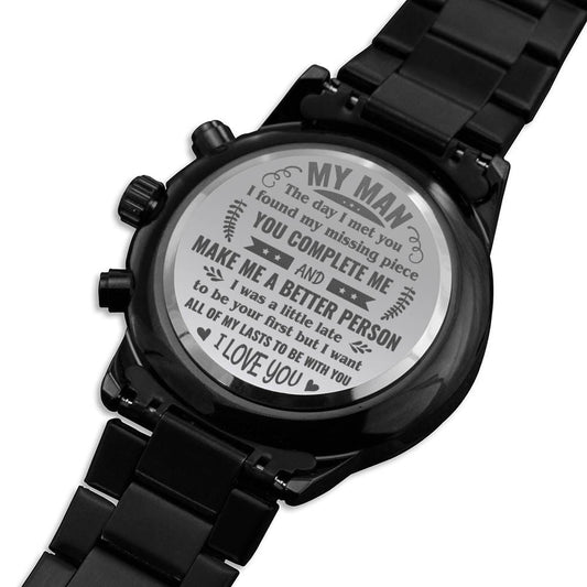 My Man - Customized Black Chronograph Watch