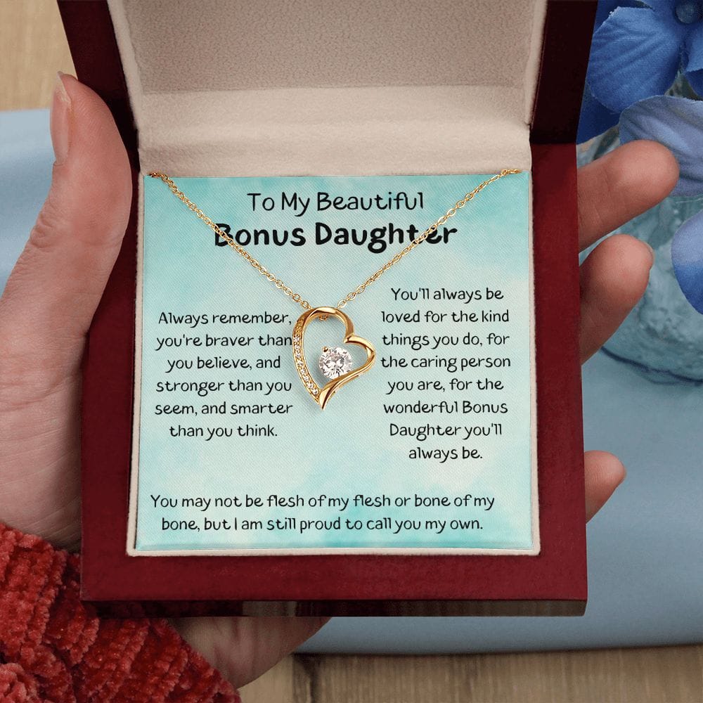 To My Beautiful Bonus Daughter - You'll Always Be Loved - Forever Love Necklace
