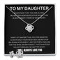 To My Daughter - Never Fear - Love Knot Earring & Necklace Set