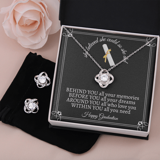 She Believed She Could So She Did - Love Knot Earring & Necklace Set