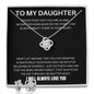To My Daughter - Never Fear - Love Knot Earring & Necklace Set