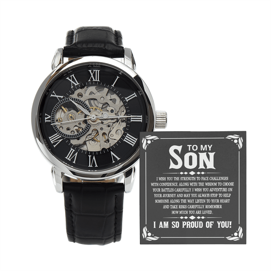 To My Son - I Wish You The Strength - Men's Openwork Luxury Watch