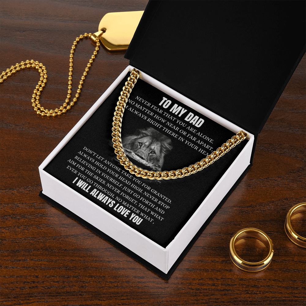 To My Dad - Never Fear - Cuban Chain Necklace