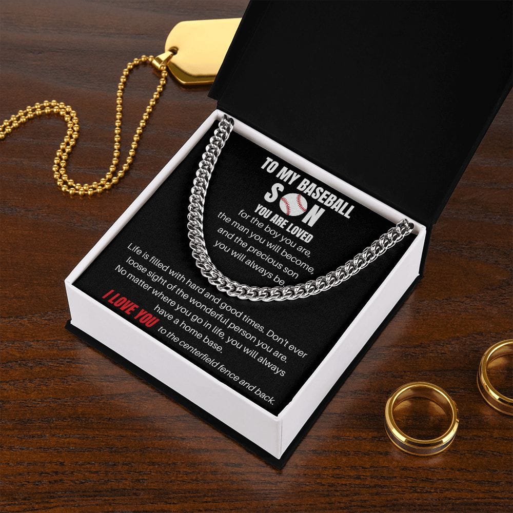 To My Baseball Son - Life Is Filled With Hard And Good Times - Cuban Link Chain