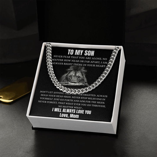 To My Son From Mom - Never Fear - Cuban Chain Necklace
