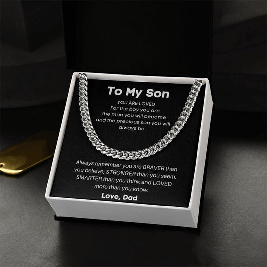 To My Son - You Are Loved - Cuban Chain Necklace From Dad