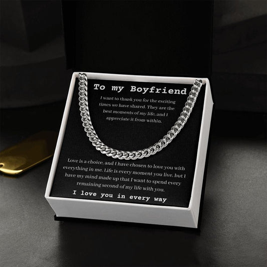 To My Boyfriend  - I Want To Thank You - Cuban Link Chain Necklace