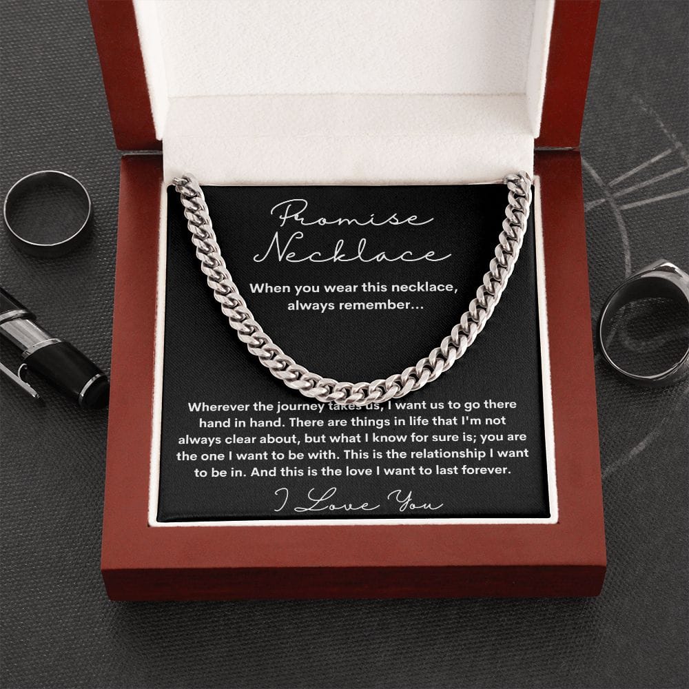Promise Necklace - Wherever The Journey Takes Us - Cuban Link Chain