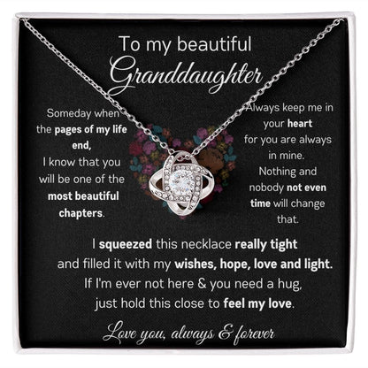 To My Beautiful Granddaughter - Always Keep Me In Your Heart - Love Knot Necklace