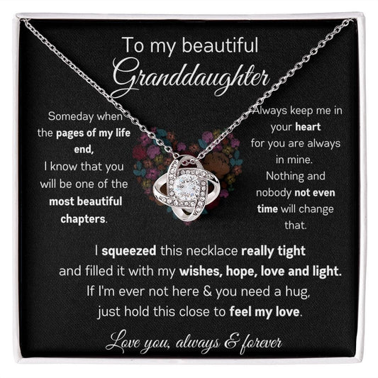 To My Beautiful Granddaughter - Always Keep Me In Your Heart - Love Knot Necklace