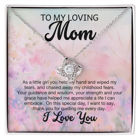 To My Loving Mom - I Love You - Love Knot Necklace