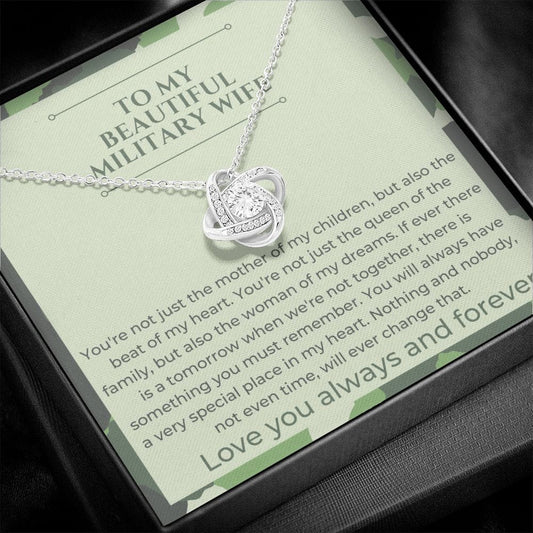 To My Beautiful Military Wife - Love You - Love Knot Necklace