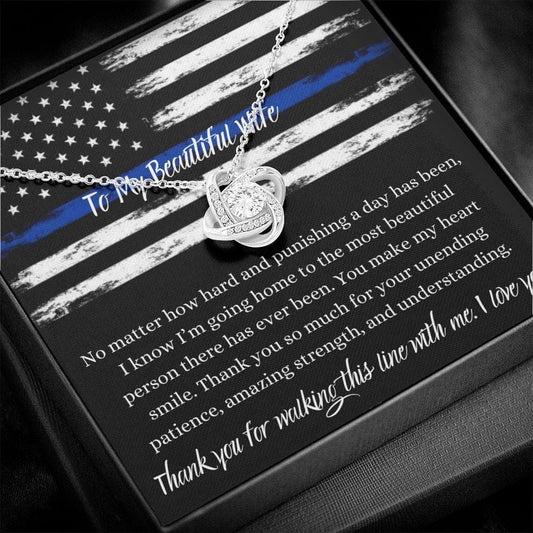 To My Beautiful Police Wife - Love Knot Necklace