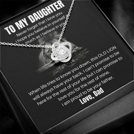 To My Daughter - Never Forget That I Love You- Love Knot Necklace