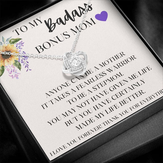 To My Badass Bonus Mom - I Love You Forever - Love Knot Necklace