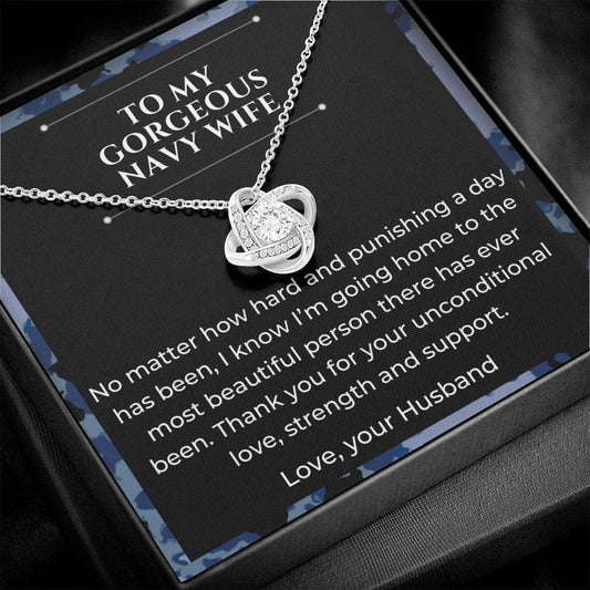 To My Gorgeous Navy Wife - No Matter - Love Knot Necklace
