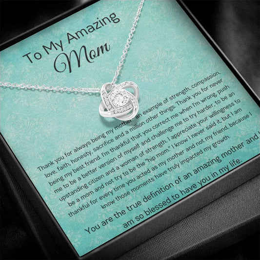 To My Amazing Mom - Thank You - Love Knot Necklace