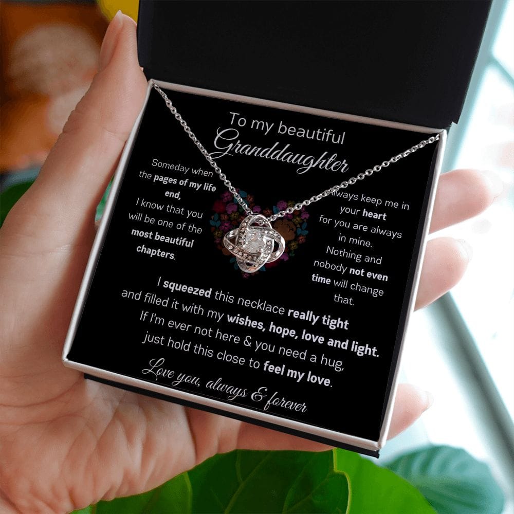 To My Beautiful Granddaughter - Always Keep Me In Your Heart - Love Knot Necklace