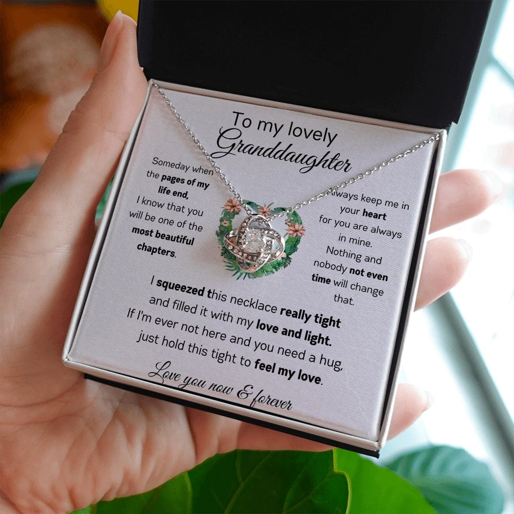 To My Lovely Granddaughter - Someday When The Pages - Love Knot Necklace