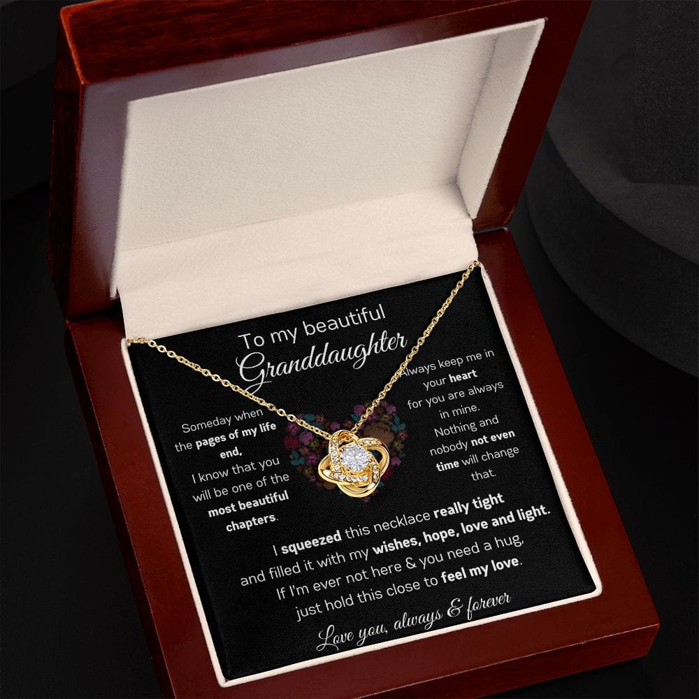 To My Beautiful Granddaughter - Always Keep Me In Your Heart - Love Knot Necklace