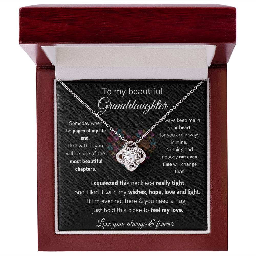 To My Beautiful Granddaughter - Always Keep Me In Your Heart - Love Knot Necklace
