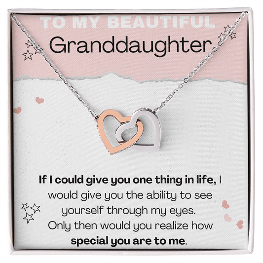 To My Beautiful Granddaughter - If I Could - Interlocking Hearts Necklace
