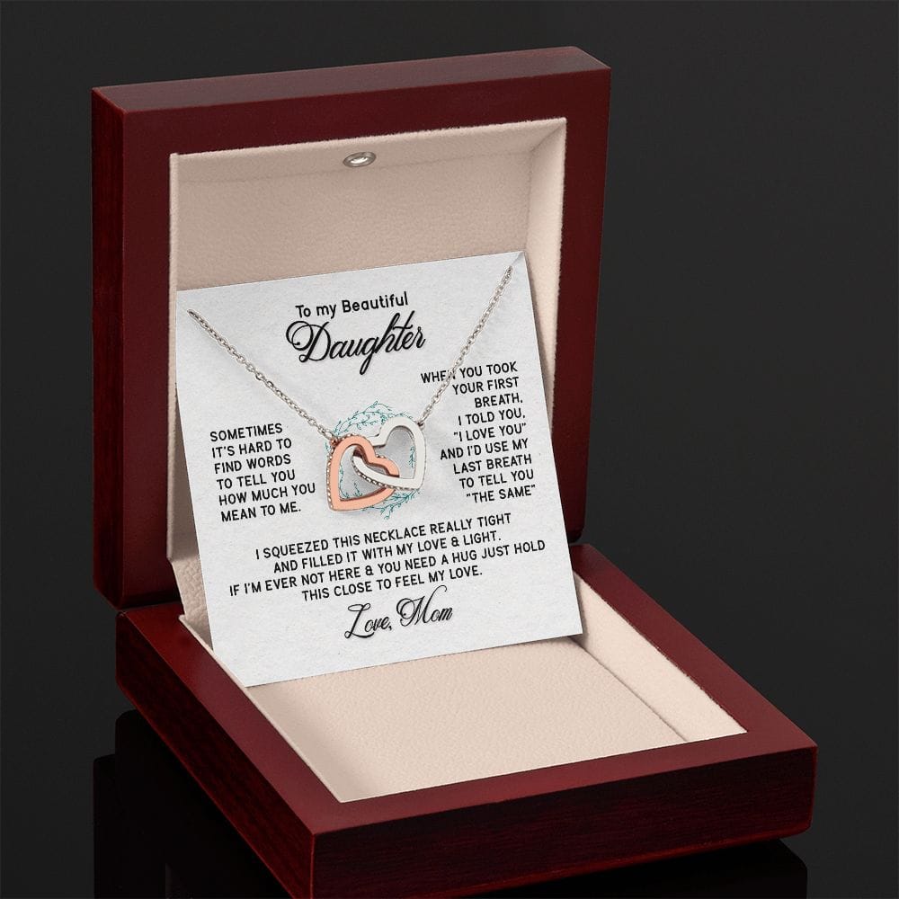 To My Beautiful Daughter - Interlocking Hearts Necklace