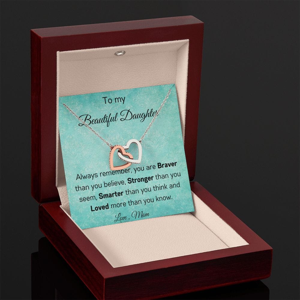 To My Beautiful Daughter - Always Remember - Interlocking Hearts Necklace